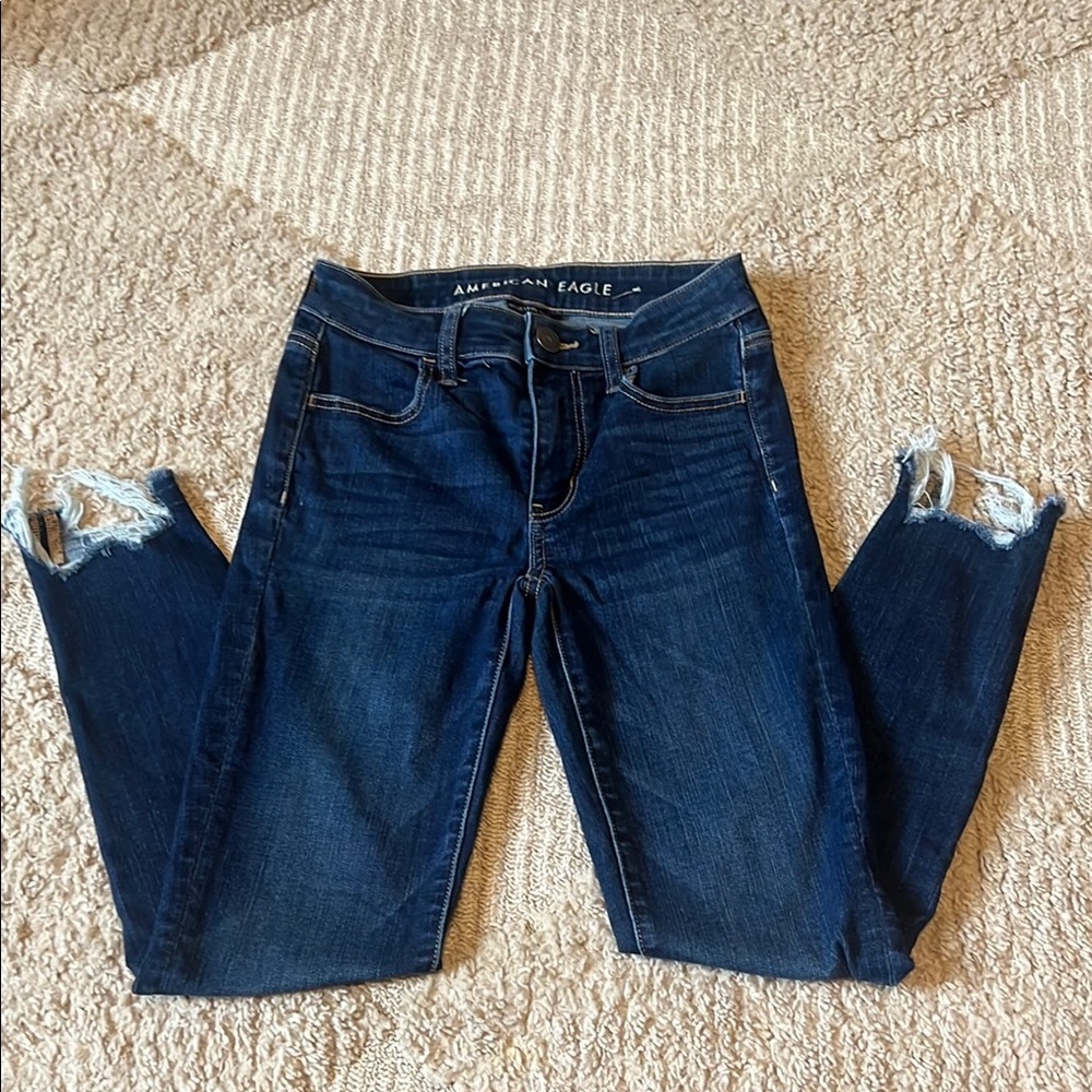 American Eagle Outfitters Hi-Rise Distressed Skinny Crop Jeans